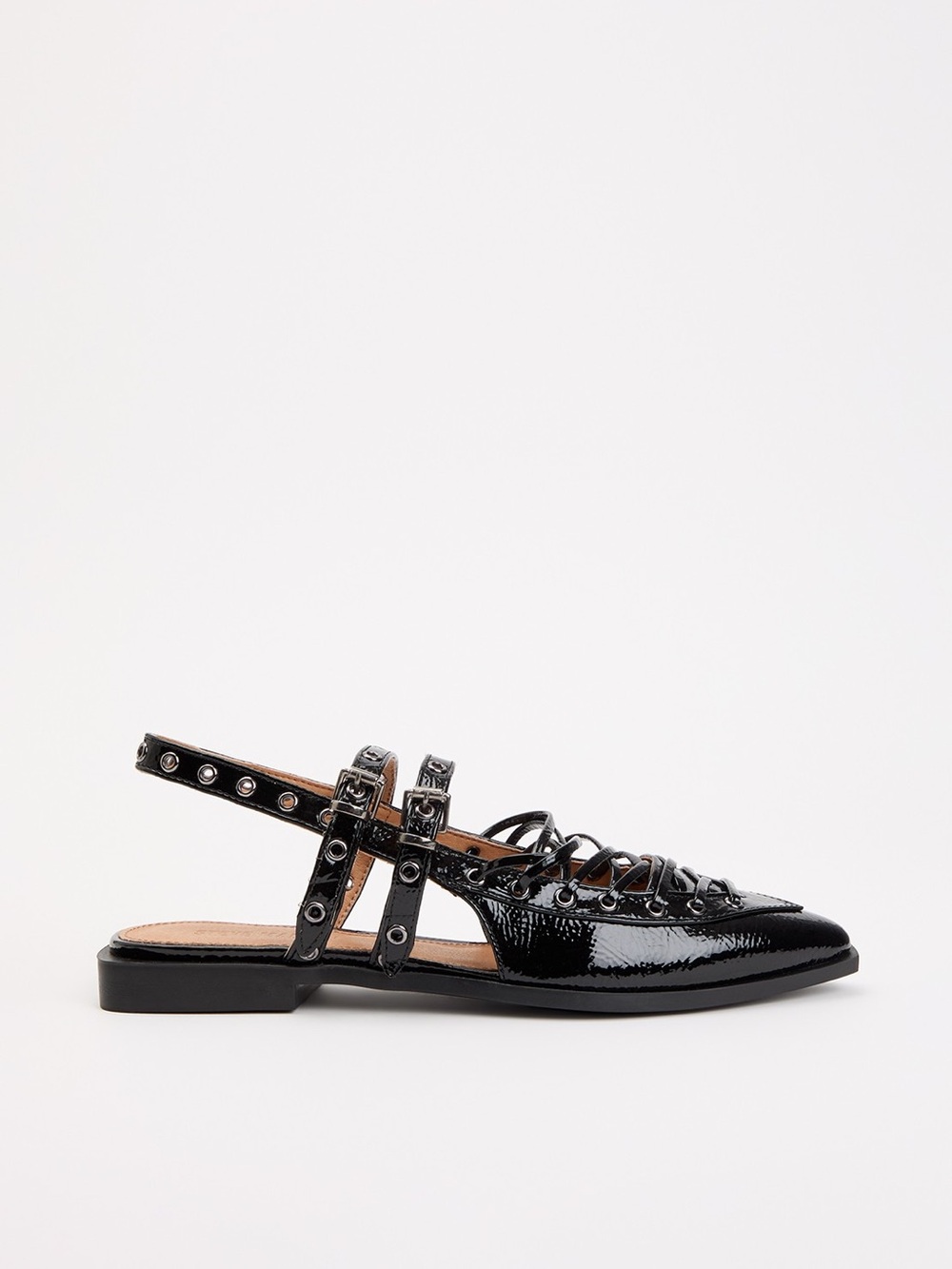 STEVE MADDEN Galanti Studded Slingback Flats in Black 6.5